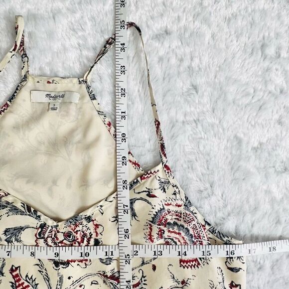 Madewell Multicolor Drawstring Flowy Waist Tie Floral Silk Ruched Dress Size 2 - Picture 7 of 9